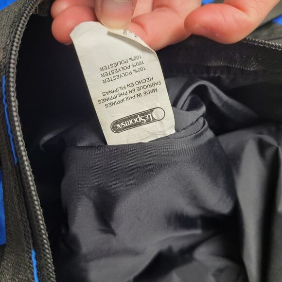 Lesportsac large black and blue striped duffle bag traveler overnighter - Picture 9 of 9